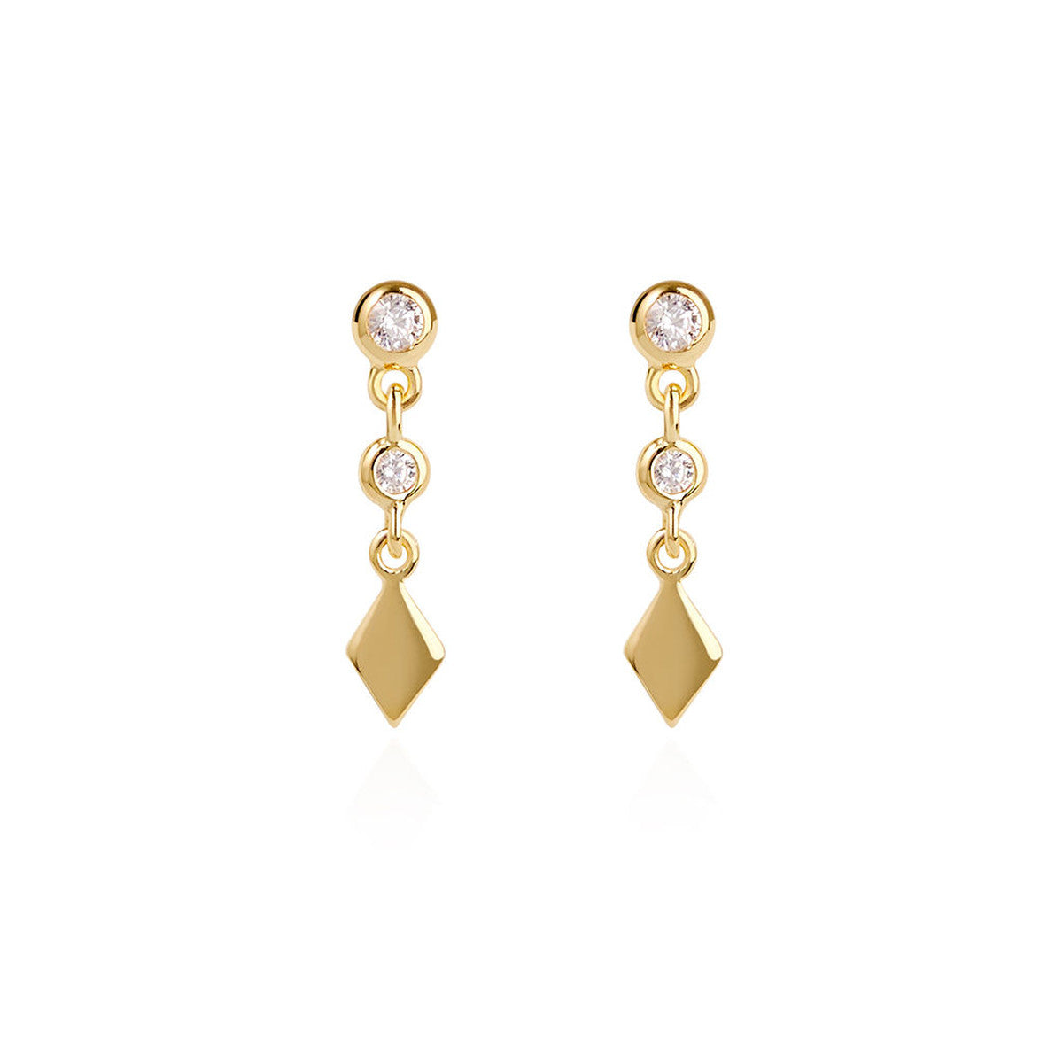 Gold CZ Diamond Drop Earrings
