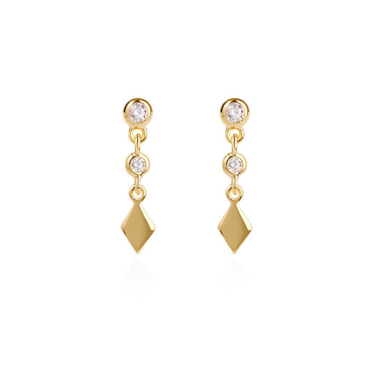 Gold CZ Diamond Drop Earrings