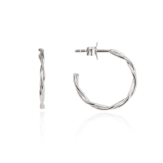 Silver 20mm Twist Hoop Earrings