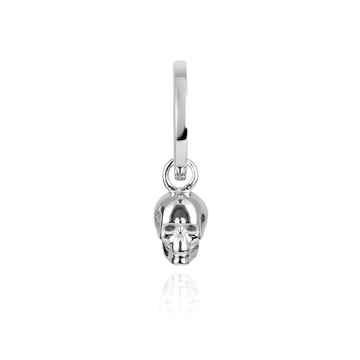 Argento Silver Men's Single Skull Hoop Earring