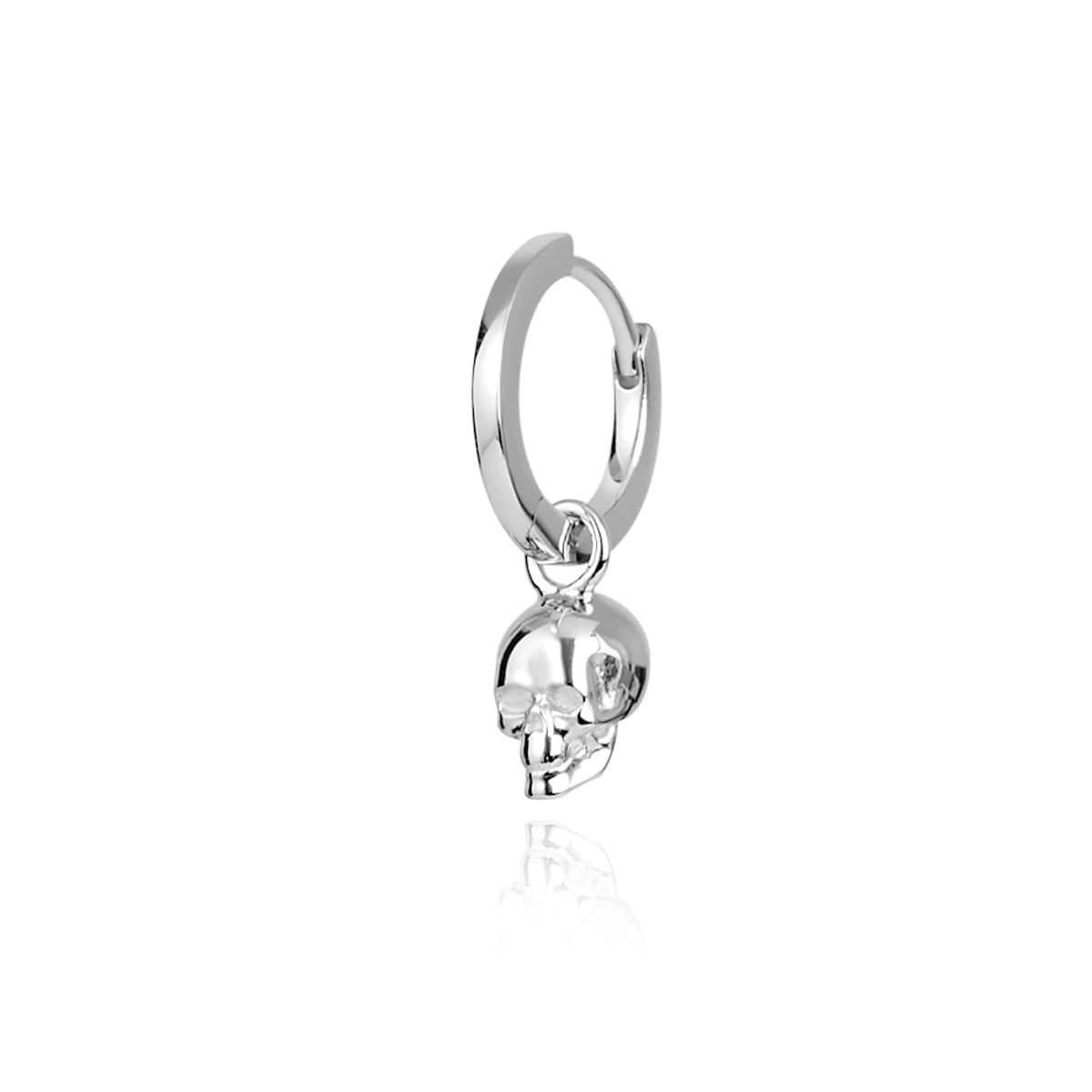 Argento Silver Men's Single Skull Hoop Earring