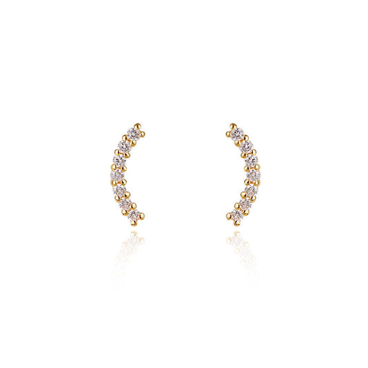 Gold Curve Crawler Stud Earrings