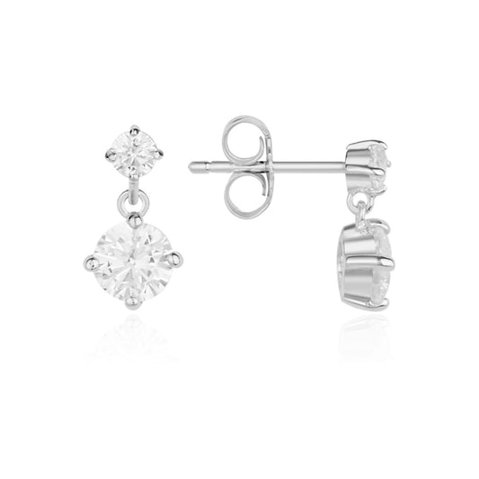 Argento Silver Mini Solitaire CZ Drop Stud Earrings