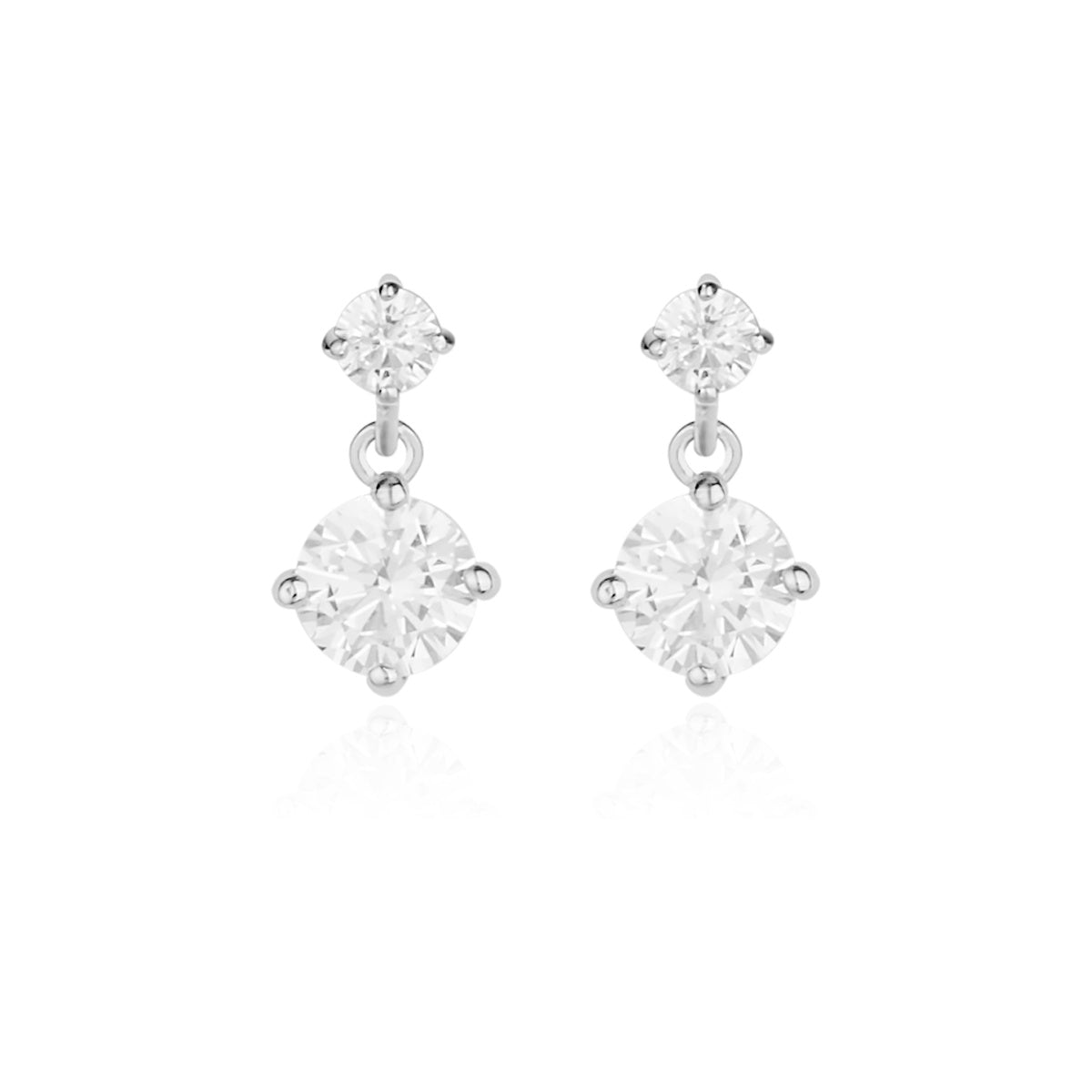 Argento Silver Mini Solitaire CZ Drop Stud Earrings