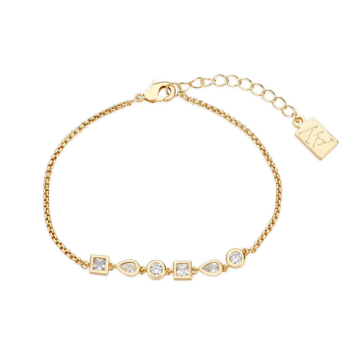August Woods Gold CZ Mixed Bezel Bracelet