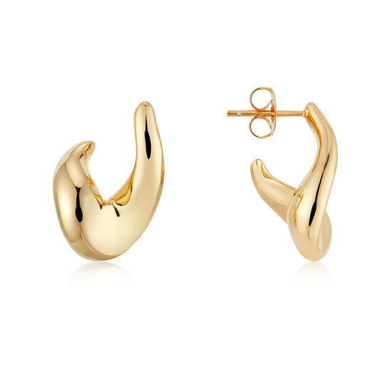 August Woods Gold Molten Wave Earrings