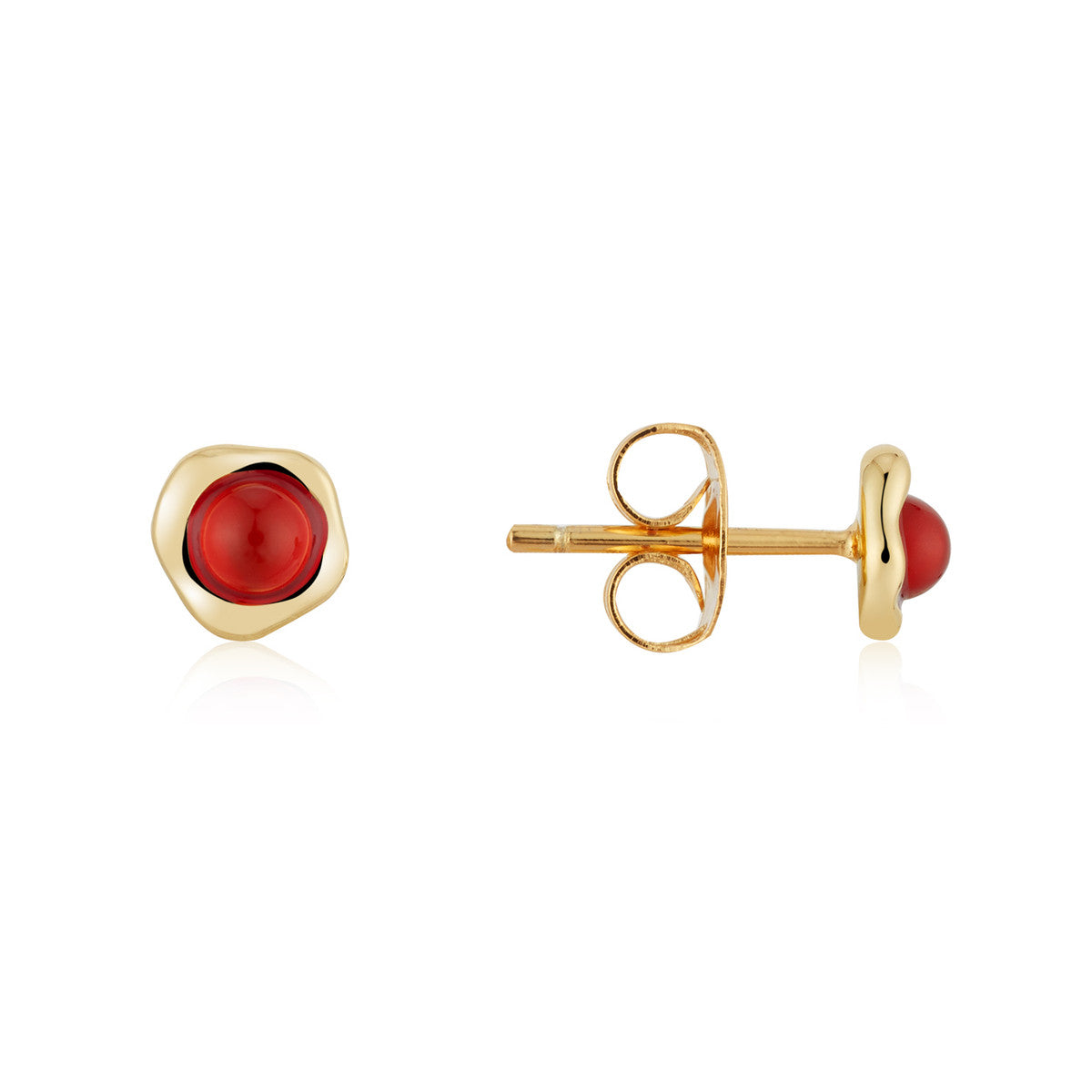 August Woods Gold Red Agate Stud Earrings