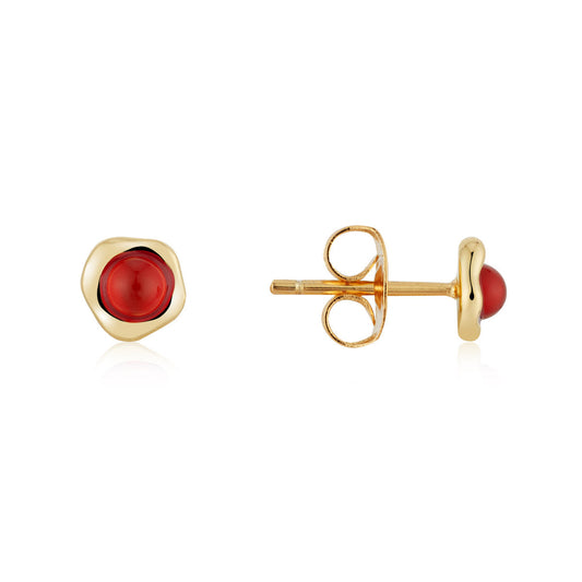 August Woods Gold Red Agate Stud Earrings