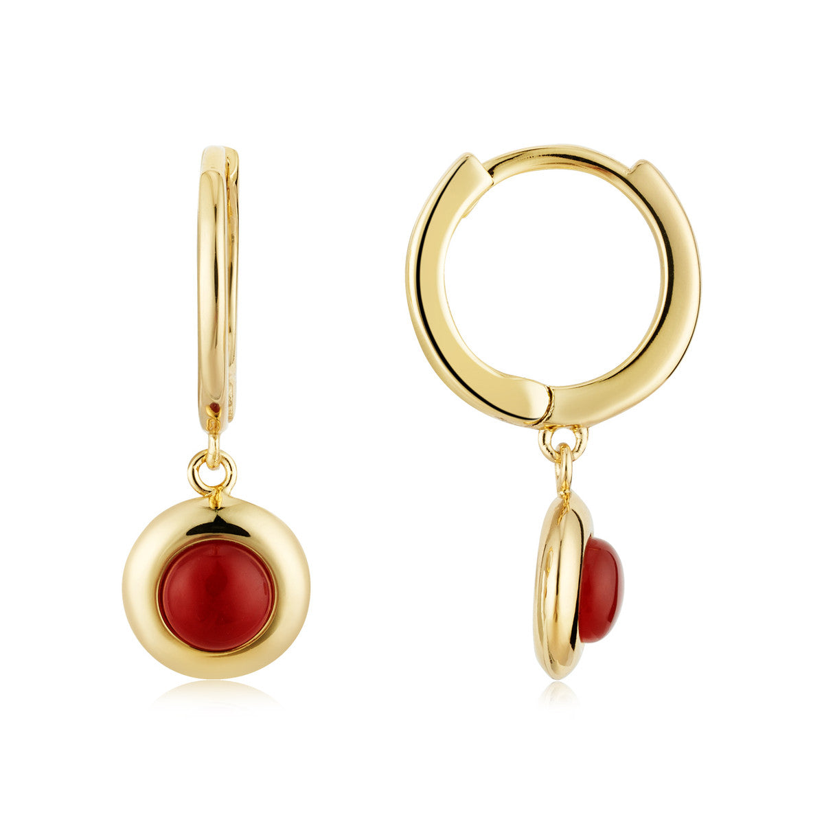 August Woods Gold Red Agate Drop Hoop Earrings