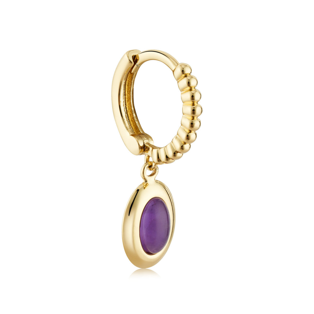 August Woods Gold Amethyst Drop Hoop Earrings
