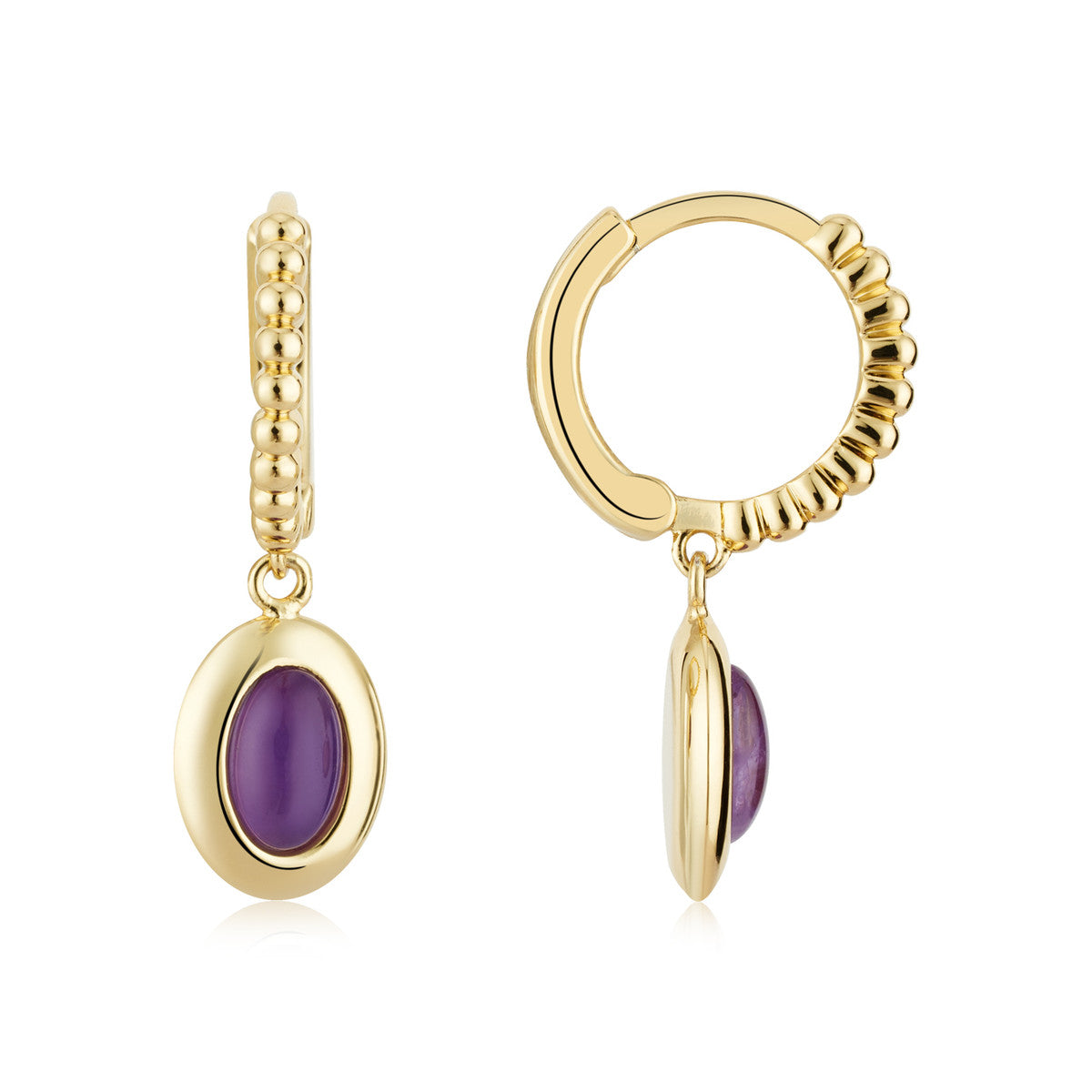 August Woods Gold Amethyst Drop Hoop Earrings