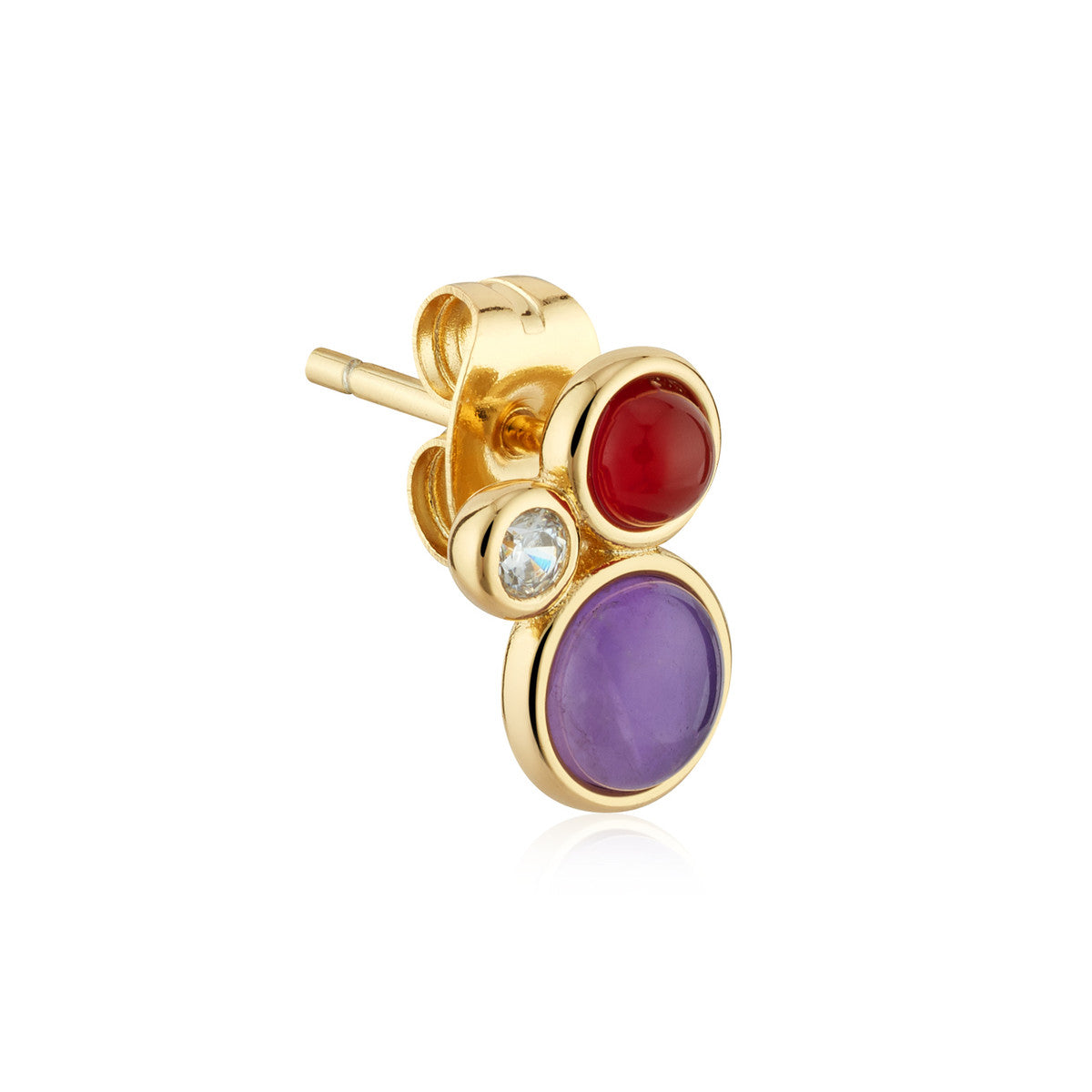 August Woods Gold Red Agate Amethyst Stud Earrings