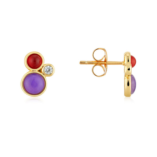 August Woods Gold Red Agate Amethyst Stud Earrings