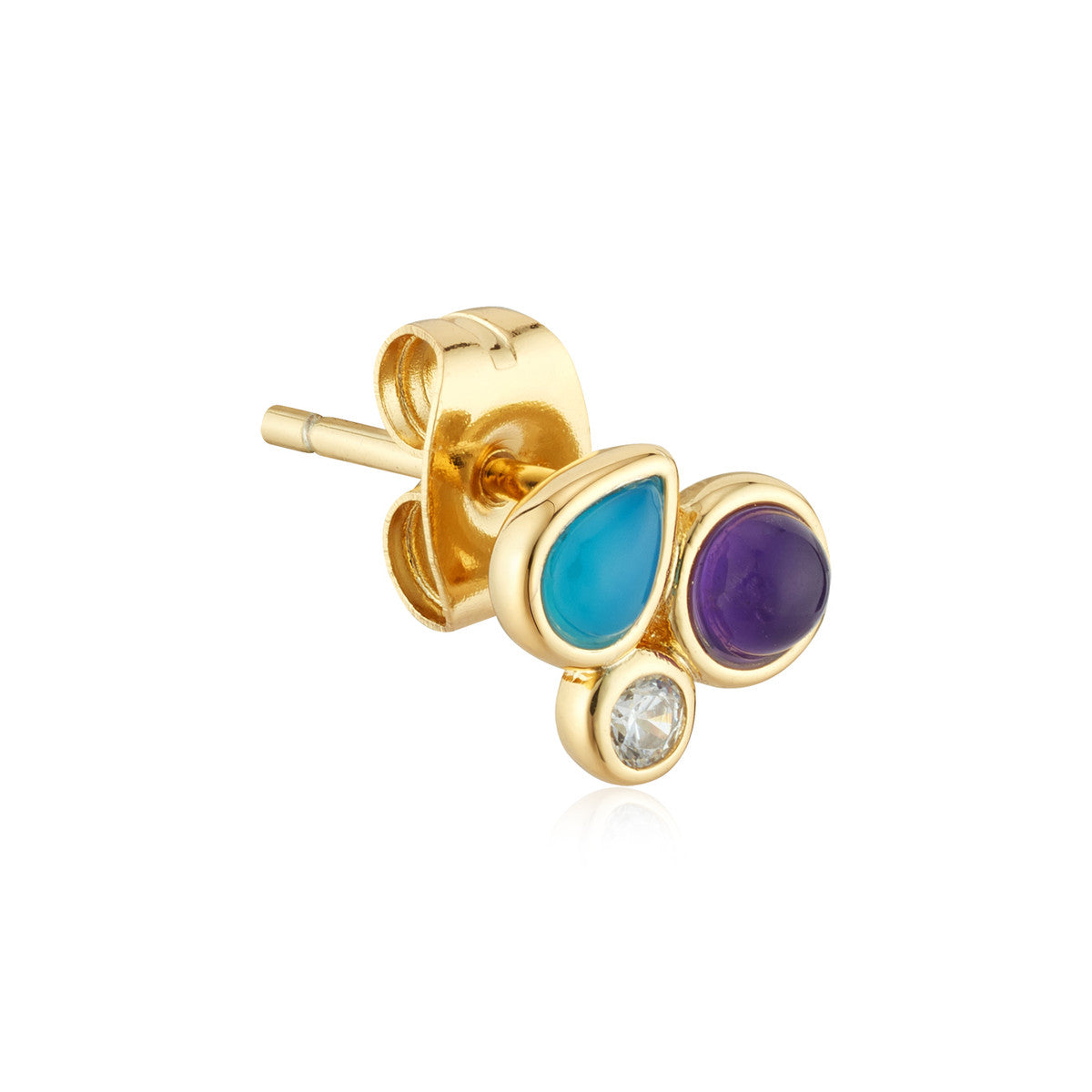 August Woods Gold Amethyst Agate Stud Earrings
