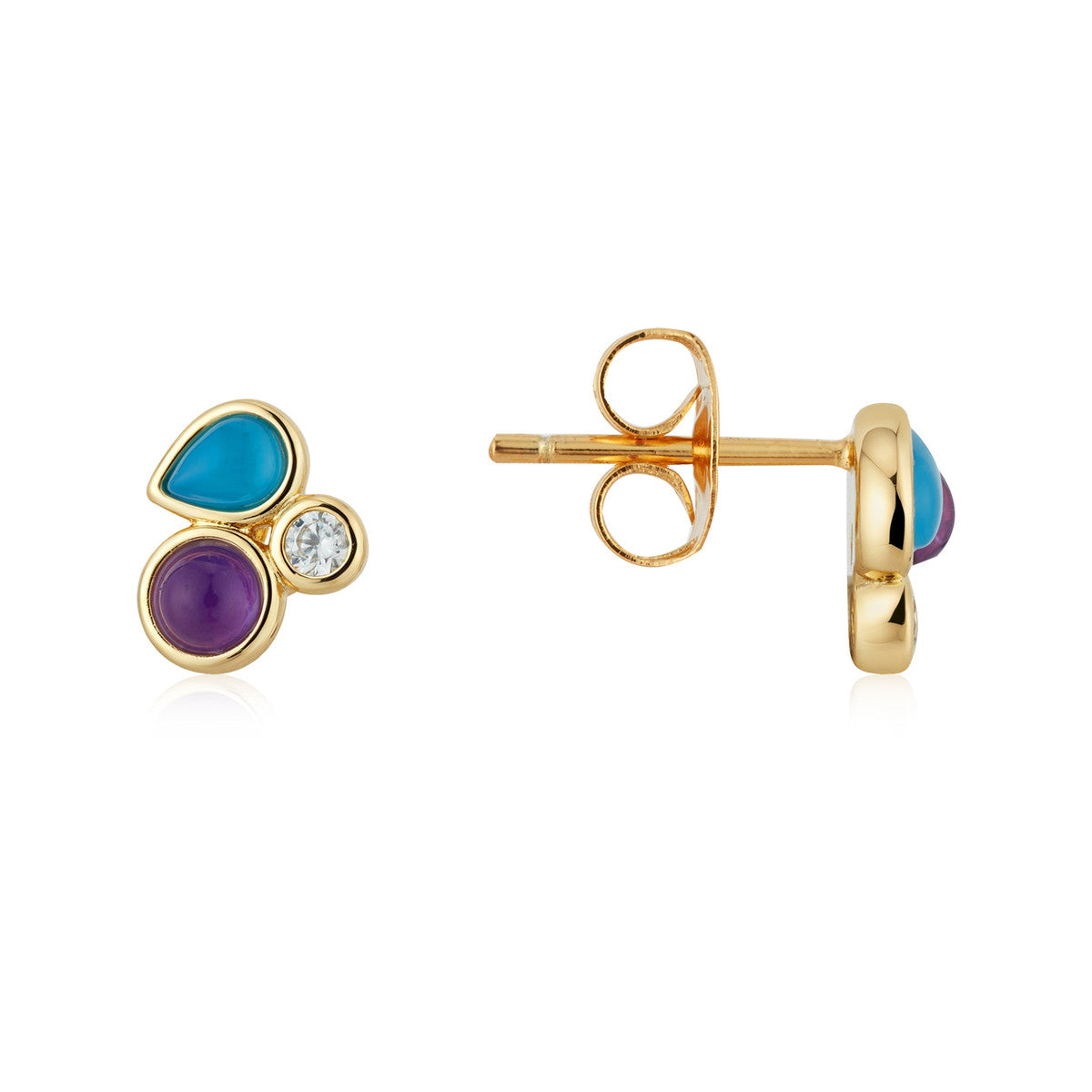 August Woods Gold Amethyst Agate Stud Earrings