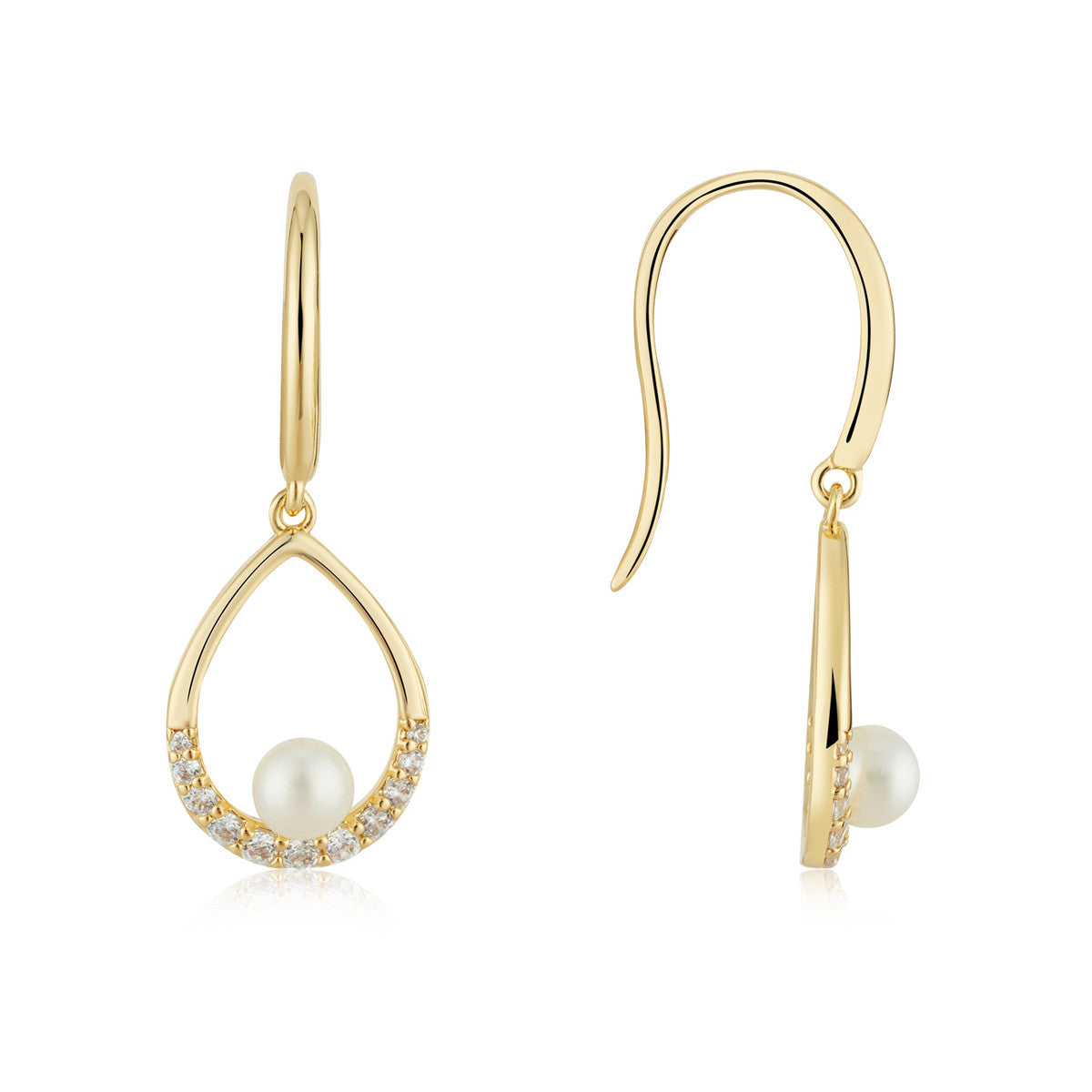 August Woods Gold Freshwater Pearl Oval Drop Earrings