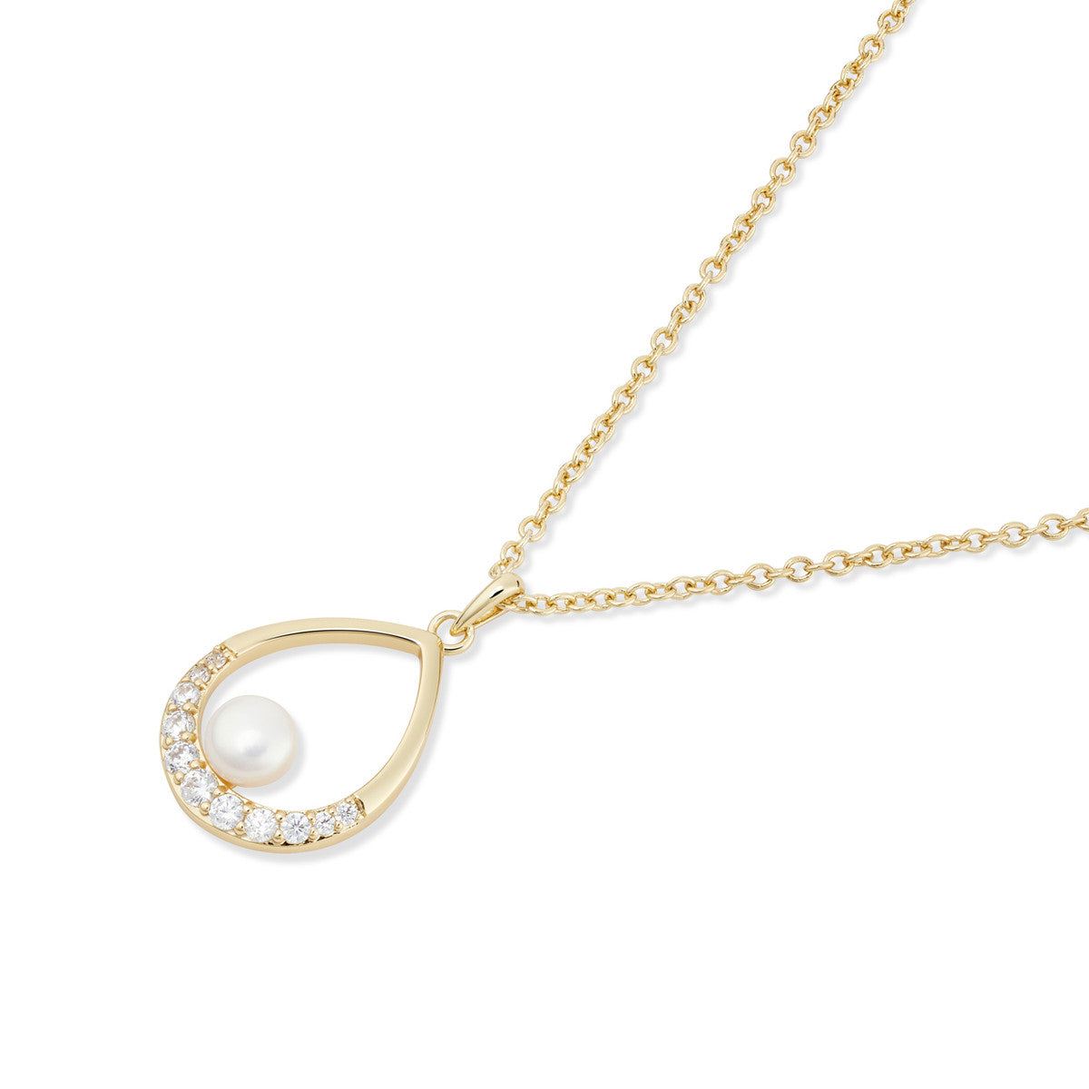August Woods Gold Freshwater Pearl Oval Necklace