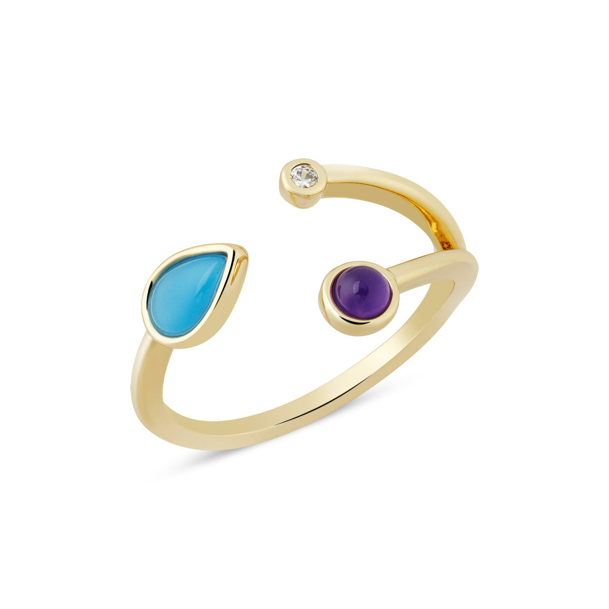 August Woods Gold Adjustable Agate Amethyst Ring