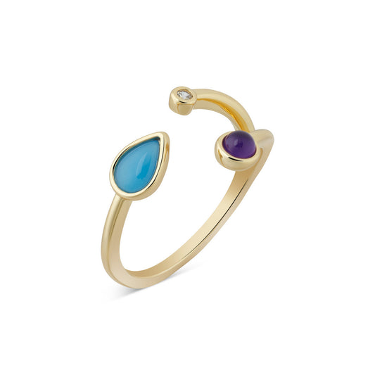 August Woods Gold Adjustable Agate Amethyst Ring