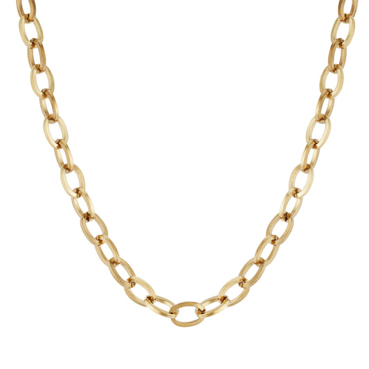 Over & Over Gold 14k Plated Stainless Steel Oval Charm Chain Necklace