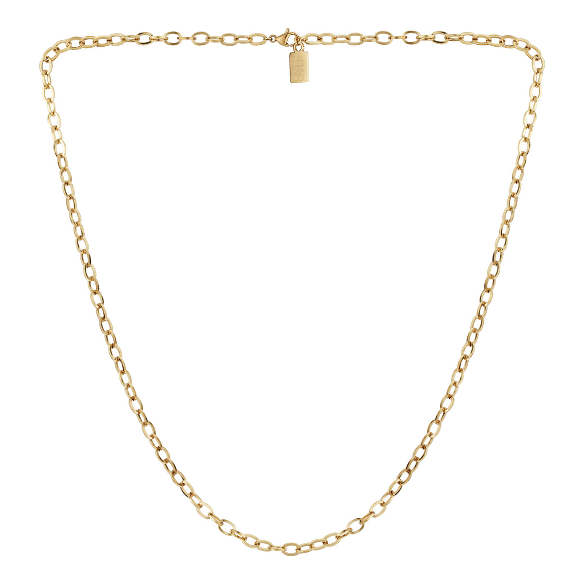 Over & Over Gold 14k Plated Stainless Steel Oval Charm Chain Necklace