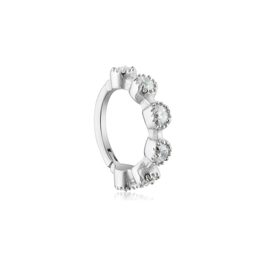 Over & Over Silver Stainless Steel CZ Hoop Single Earring