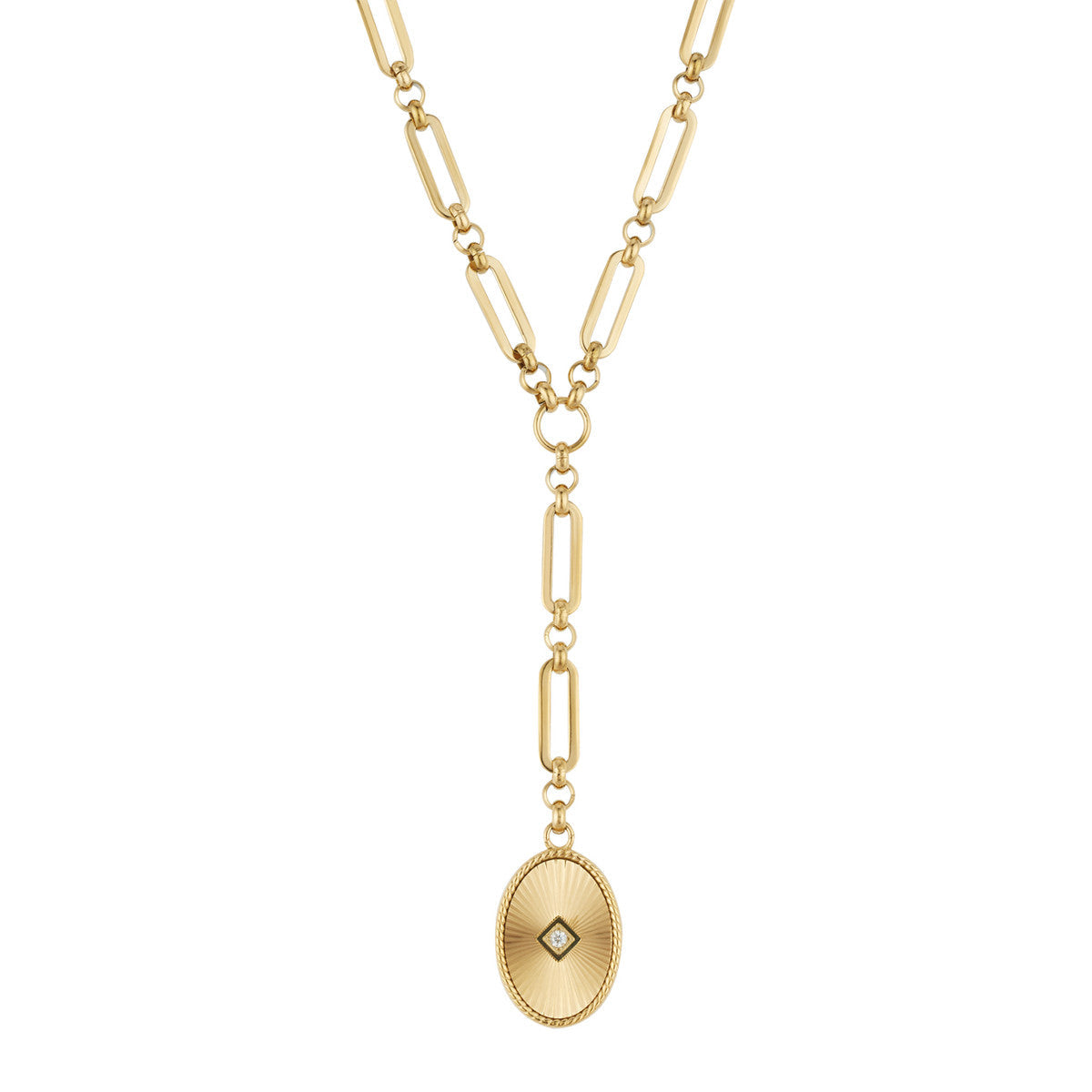 Over & Over Gold Stainless Steel 14k Paperclip Charm Y Necklace