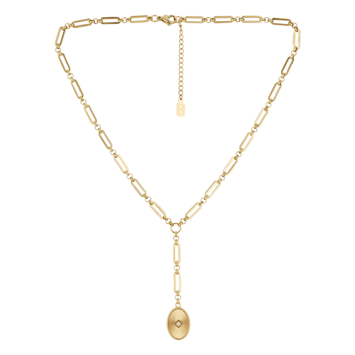 Over & Over Gold Stainless Steel 14k Paperclip Charm Y Necklace