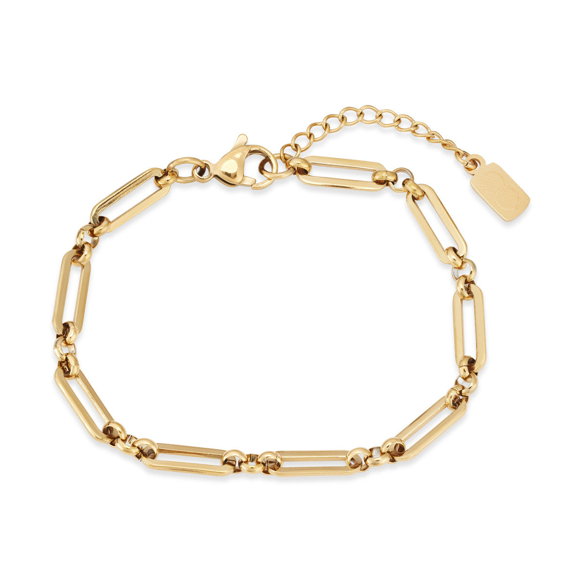 Over & Over Gold Stainless Steel 14k Paperclip Charm Bracelet