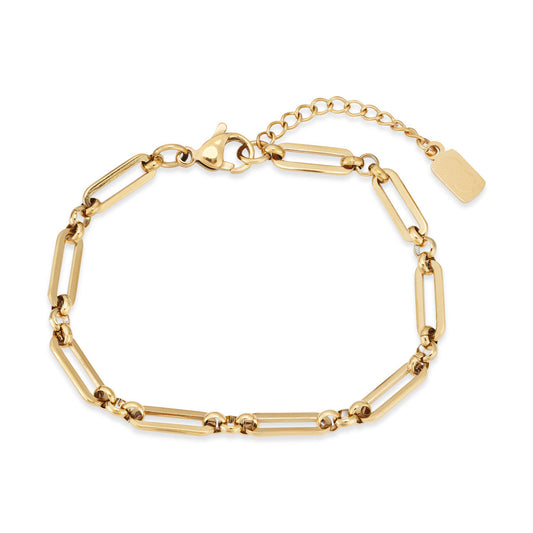 Over & Over Gold Stainless Steel 14k Paperclip Charm Bracelet