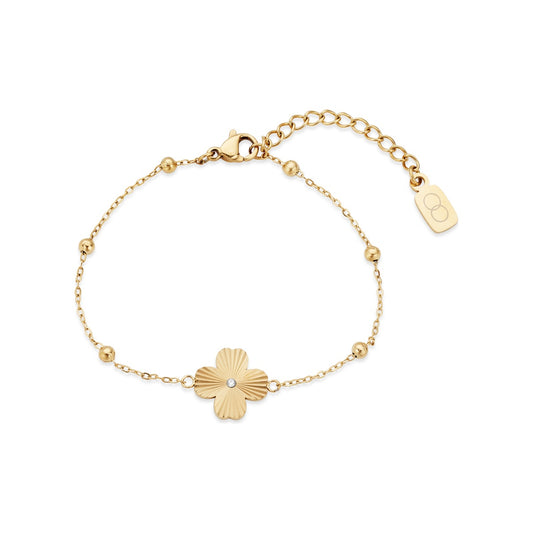 Over & Over 14k Gold Stainless Steel Clover Ball Bracelet