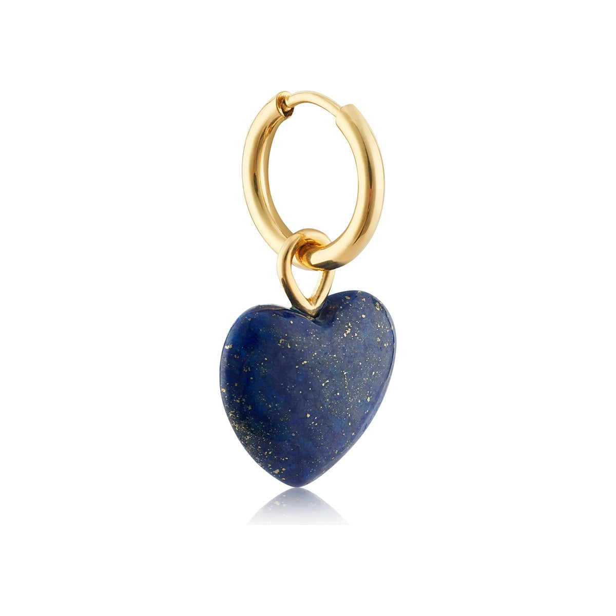 Over & Over 14k Gold Stainless Steel Lapis Heart Earrings