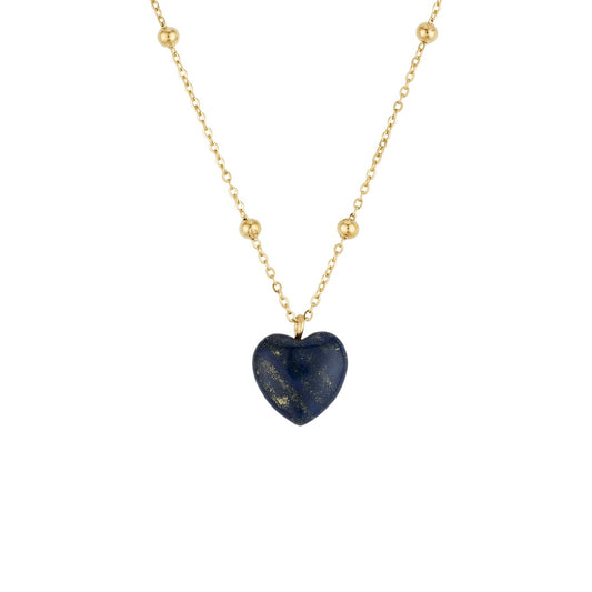 Over & Over 14k Gold Stainless Steel Lapis Heart Necklace