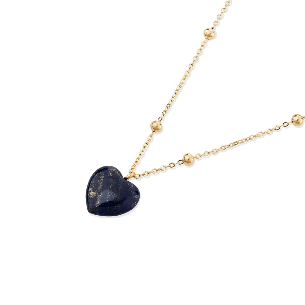 Over & Over 14k Gold Stainless Steel Lapis Heart Necklace