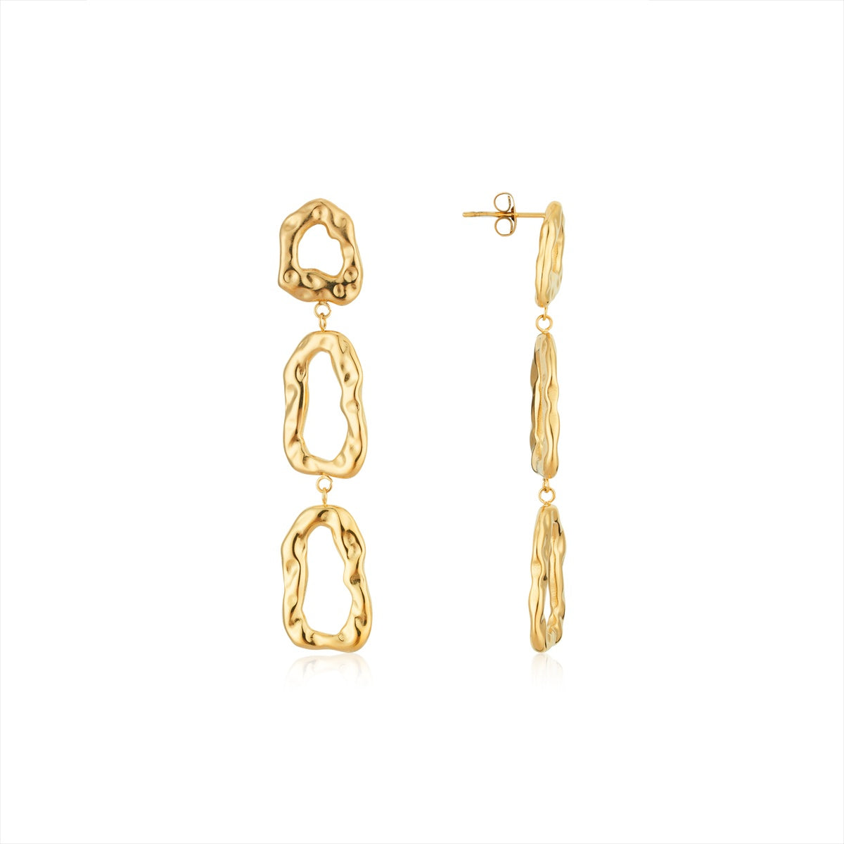 Over & Over 14k Gold Stainless Steel Molten Drop Earrings