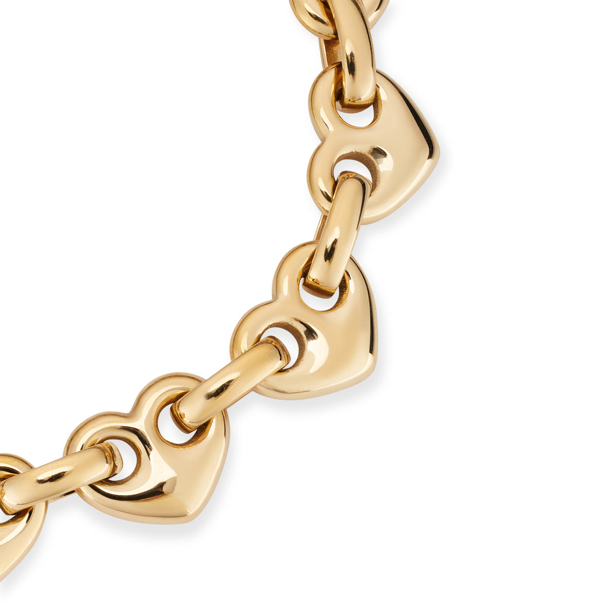 Over & Over 14k Gold Stainless Steel Heart Chain Bracelet