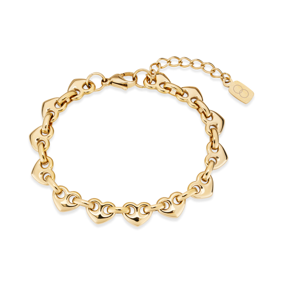 Over & Over 14k Gold Stainless Steel Heart Chain Bracelet