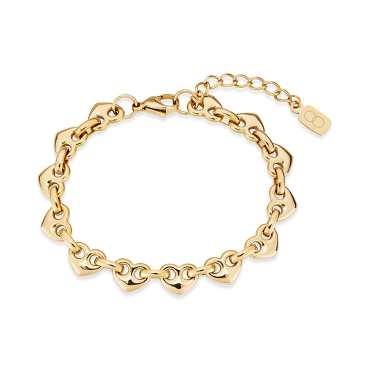 Over & Over 14k Gold Stainless Steel Heart Chain Bracelet