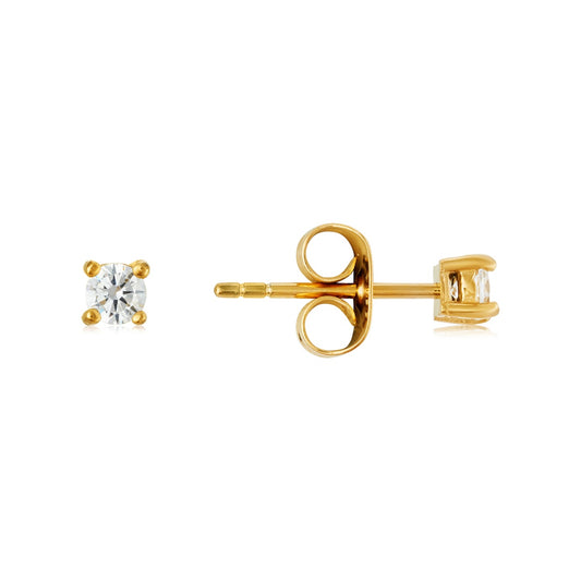 Over & Over 14k Gold Stainless Steel CZ Simple Stud Earrings