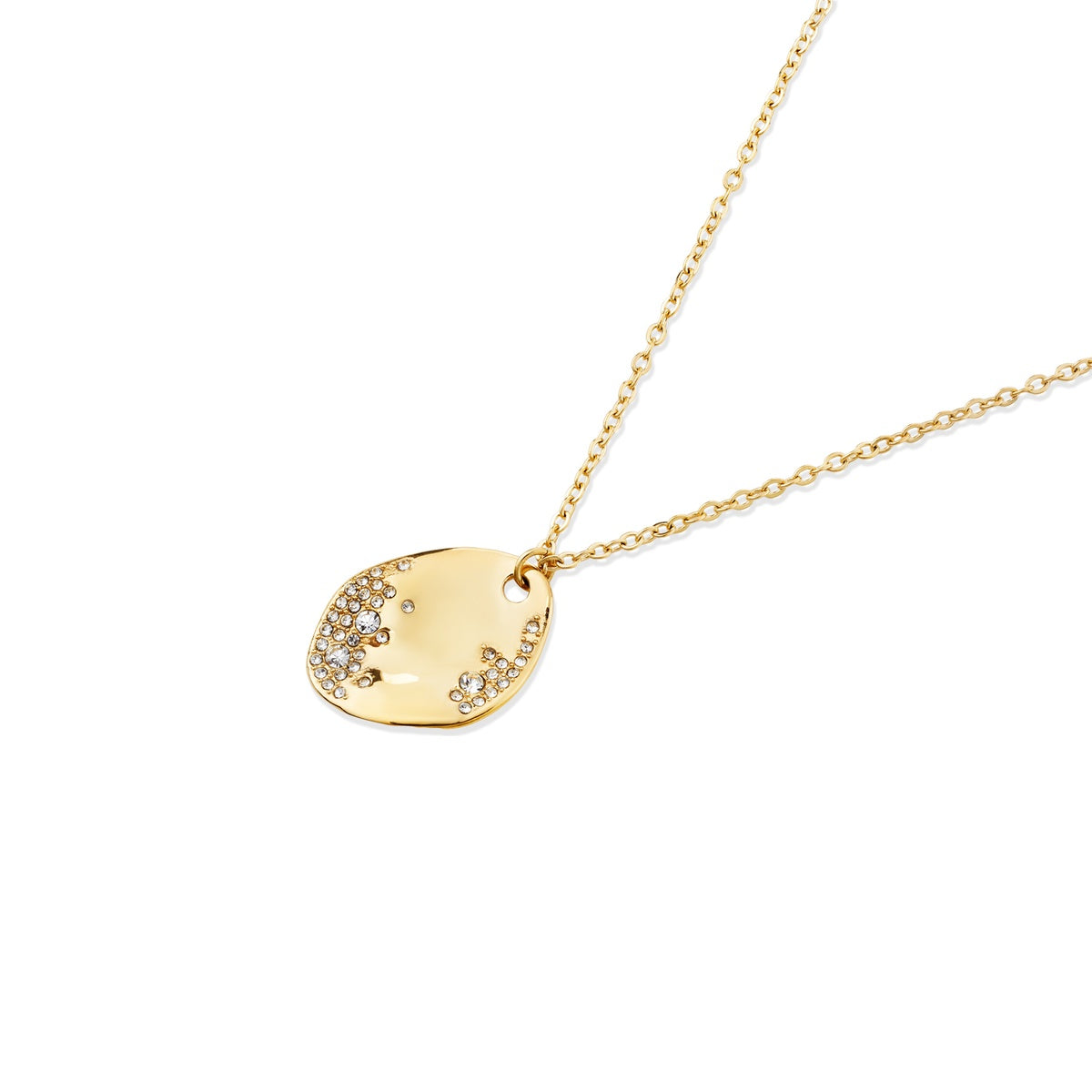 Over & Over 14k Gold Stainless Steel Molten CZ Necklace