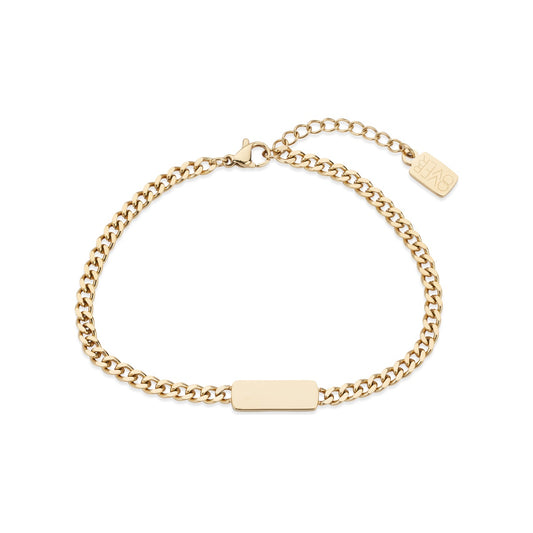 Over & Over 14k Gold Stainless Steel Men's Engravable Bar Bracelet