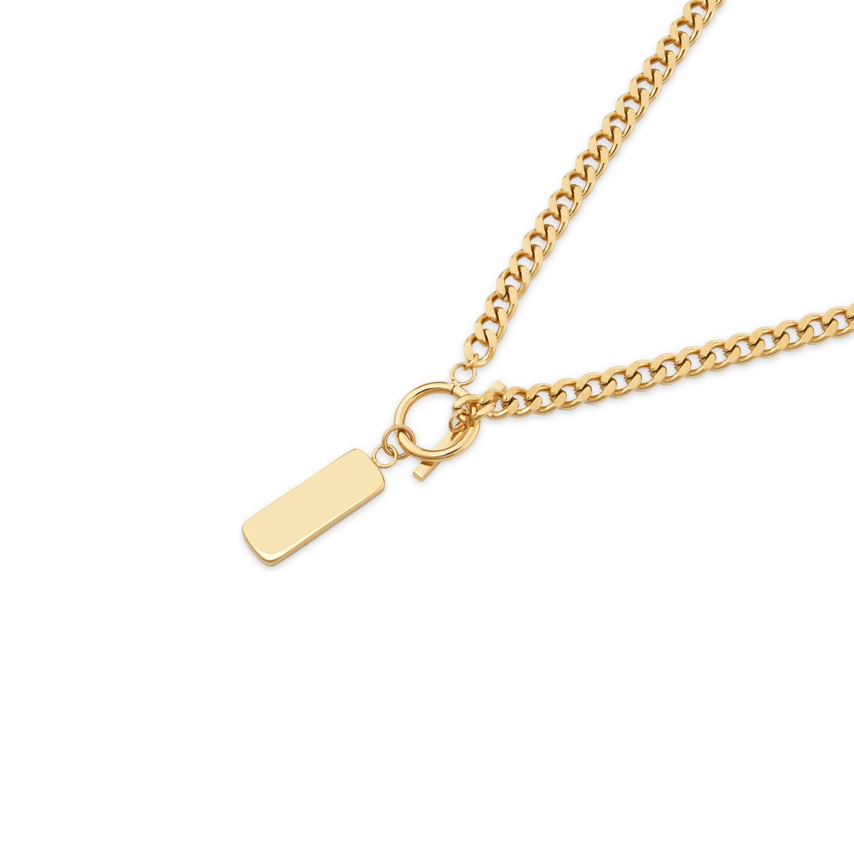 Over & Over 14k Gold Stainless Steel Men's Engravable T-Bar Necklace
