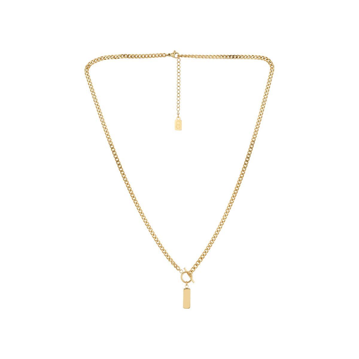 Over & Over 14k Gold Stainless Steel Men's Engravable T-Bar Necklace
