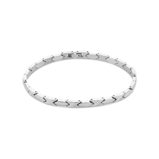 Over & Over Silver Stainless Steel Men's X-Link Bracelet