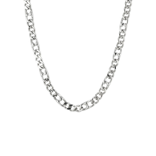Over & Over Silver Stainless Steel Men's Fine Curb Chain Necklace