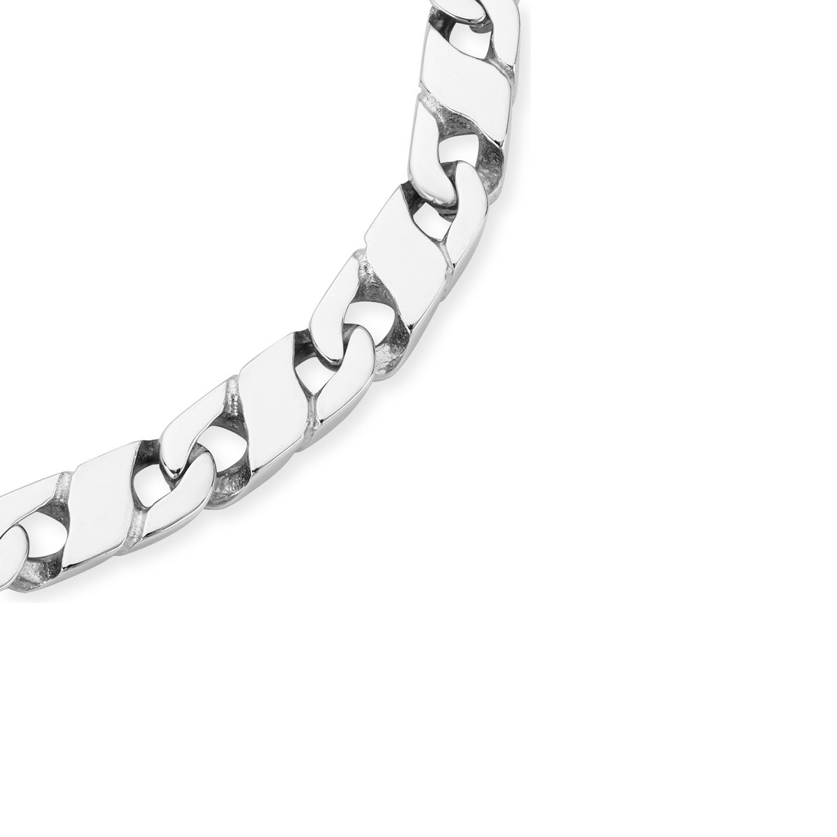 Over & Over Silver Stainless Steel Men's Flat Curb Chain Bracelet