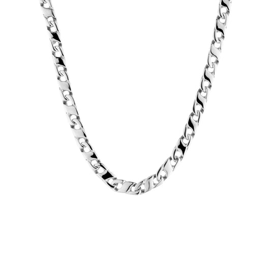 Over & Over Silver Stainless Steel Men's Flat Curb Chain Necklace