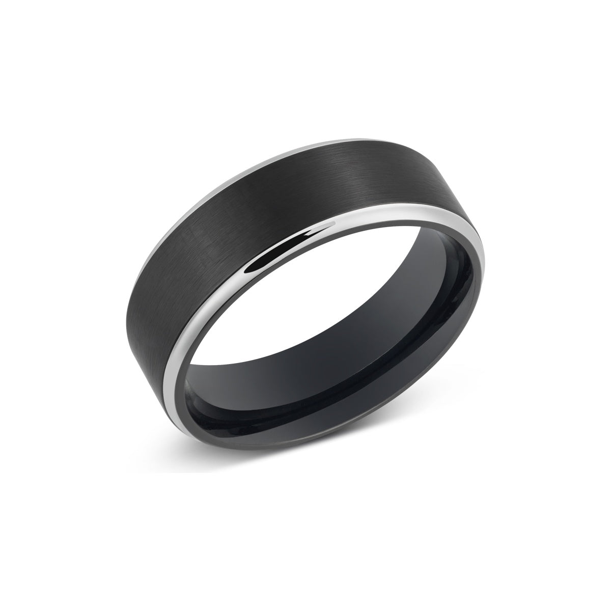 Over & Over Silver Stainless Steel Men's Matt Black Ring