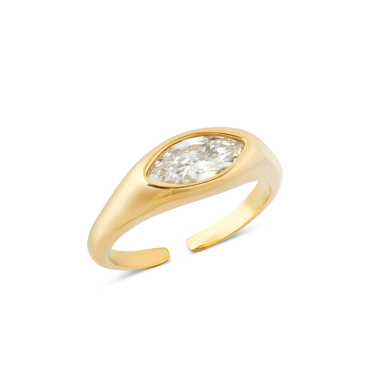Over & Over Gold Stainless Steel Marquise Ring