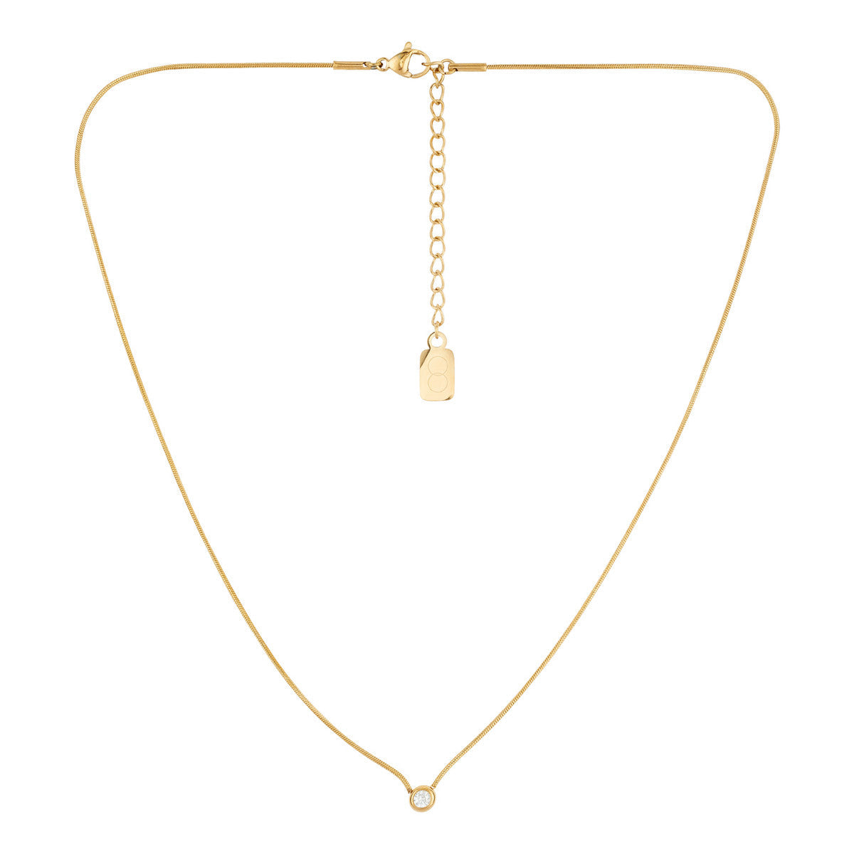 Over & Over Gold Stainless Steel CZ Bezel Snake Chain Necklace